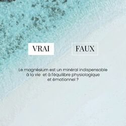 Vrai ✅

Le magnésium est essentiel pour le corps humain ✨
Il est cofacteur de plus de 300 réactions enzymatiques! Il est impliqué dans la fonction musculaire 💪🏼, au niveau du système nerveux 🧠 et dans la production d'énergie 💡

Découvrez tous ses bienfaits sur notre site !!