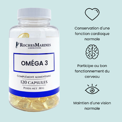Les Oméga 3 sont des acides gras indispensables, nécessaires au bon fonctionnement du cœur 🫀, du cerveau 🧠 et de la rétine 👁️

Notre corps les fabrique peu ou pas ❌. C'est pourquoi, il faut les apporter par l'alimentation en consommant des poissons gras, par exemple.🐟

Afin d'avoir des apports réguliers et de qualité, Roches Marines vous propose des Oméga 3 sous forme de capsules qui apportent un mélange équilibré d'EPA et de DHA provenant de petits poissons sauvages. 🐠x.

#omega #omega3 #epa #dha #capsules #capsule #nutrition #healthy #fishoil #natural